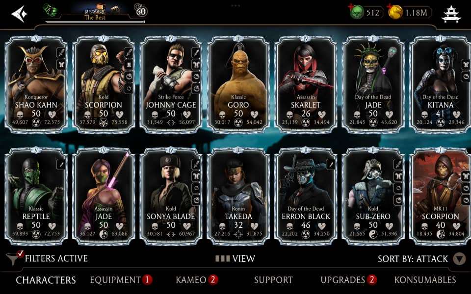 Game account sale Mortal Kombat X Mobile Game account sale Mortal Kombat X Mobile
